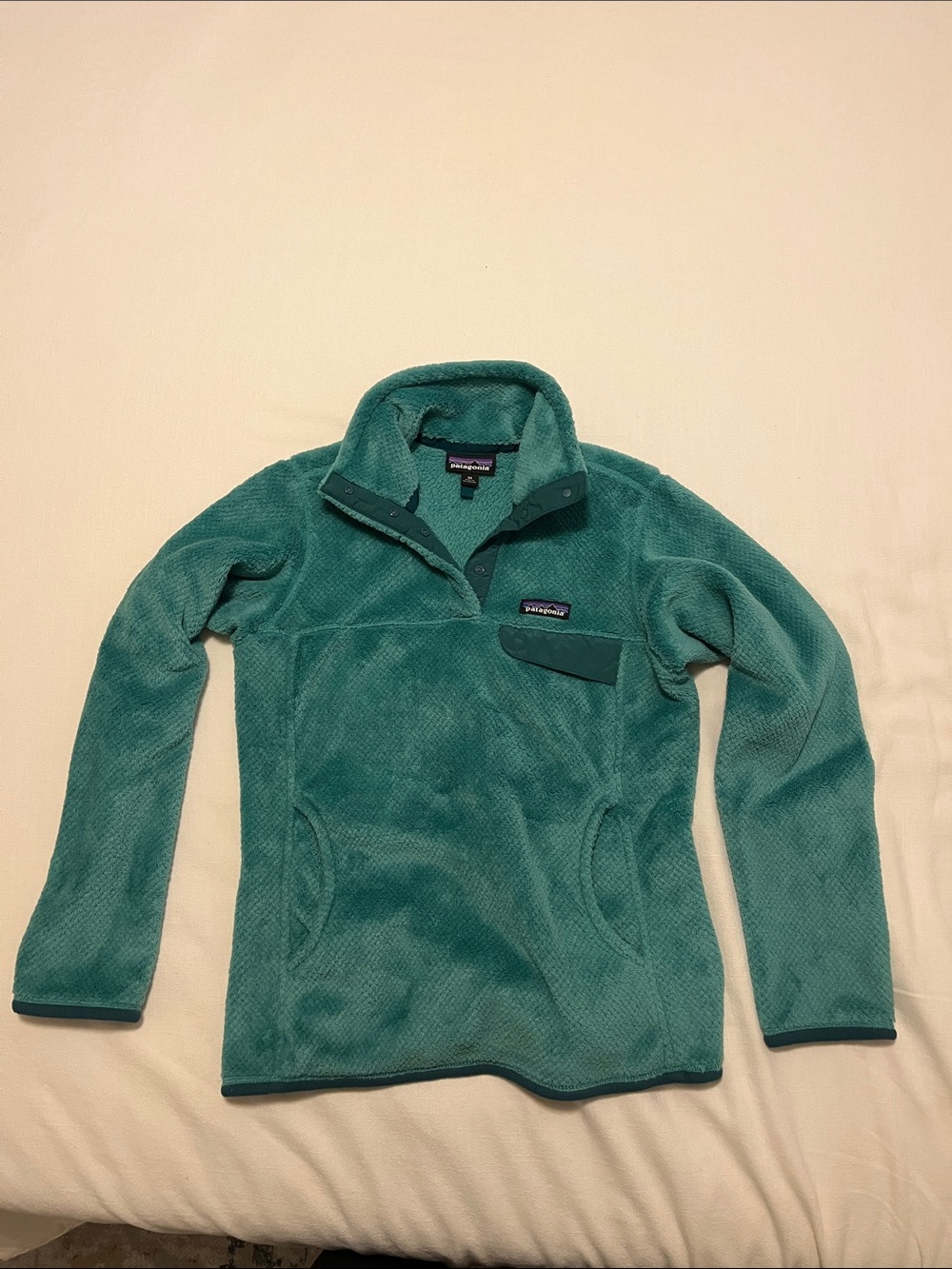 Patagonia Teal Green Snap-Front Fleece Pullover